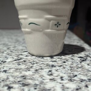 Longaberger Cream and Green Ceramic Vase